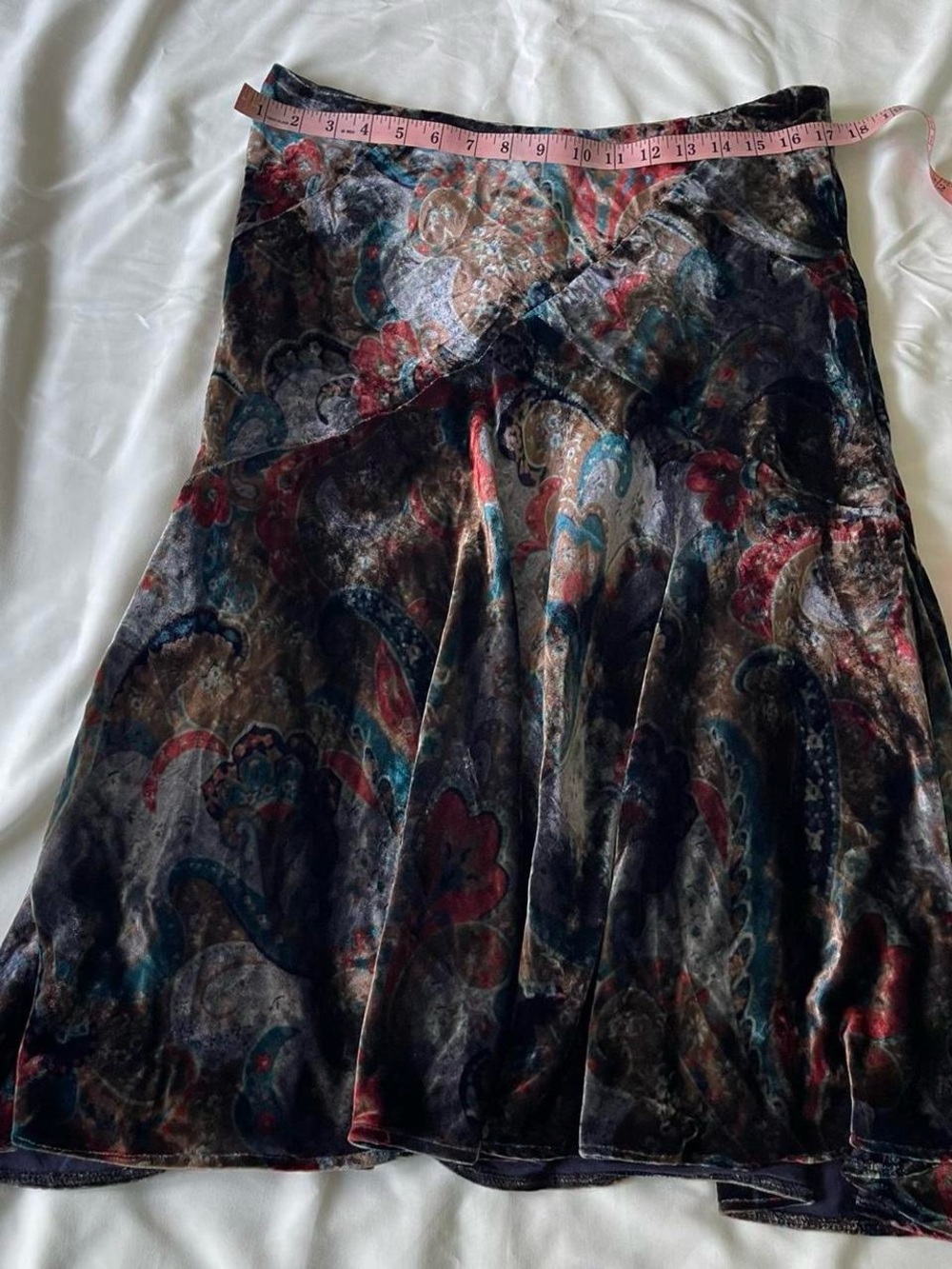 Coldwater Creek Velvet Paisley A-Line Skirt in Multi-Tone
